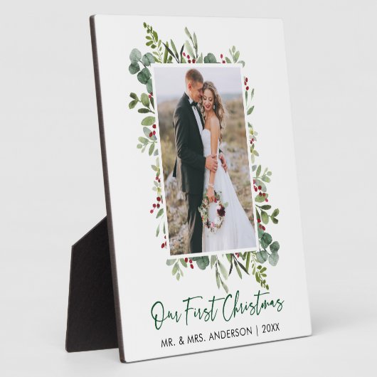 Waterverf groenblijvende bessen Kerst Foto Fotoplaat (Zijkant)