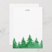 Waterverf groenblijvende bomen in smaragdgroen notitiekaartje (Voorkant / Achterkant)
