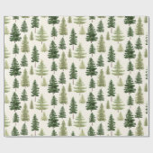 Waterverf groenblijvende pijnbomen voor kerst cadeaupapier (Vlak)