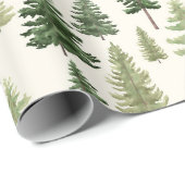 Waterverf groenblijvende pijnbomen voor kerst cadeaupapier (Rol Hoek)