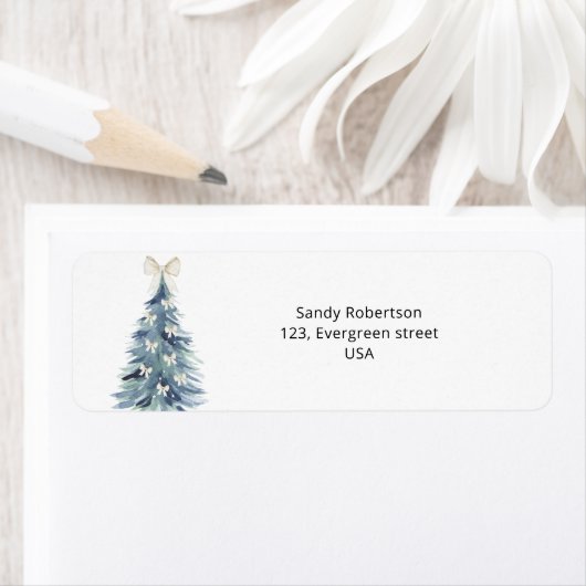 Waterverf groenblijvende pijnboom met bogen etiket (Insitu)