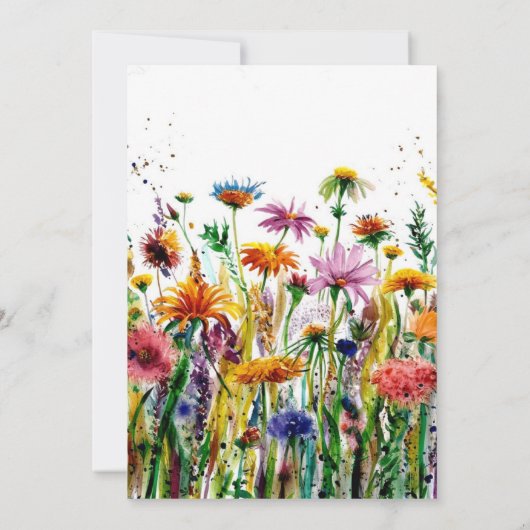 Waterverf GroenBloemen 40e geboortedag Kaart (Achterkant)