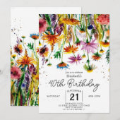 Waterverf GroenBloemen 40e geboortedag Kaart (Voorkant / Achterkant)