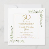 Waterverf Groene 50ste Huwelijksverjaardag Kaart (Voorkant)
