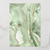 waterverf groene agaat kruis Doop Folie Uitnodiging (Achterkant)