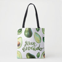Waterverf groene avocado moderne kalligrafie