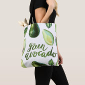 Waterverf groene avocado moderne kalligrafie tote bag (Dichtbij)