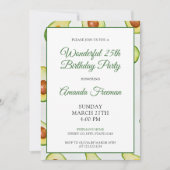 Waterverf Groene Avocado Patroon Verjaardag Kaart (Voorkant)