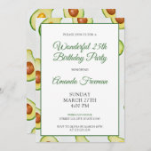 Waterverf Groene Avocado Patroon Verjaardag Kaart (Voorkant / Achterkant)