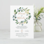 Waterverf groene baard, eucalyptus Wedding Kaart (Staand voorkant)