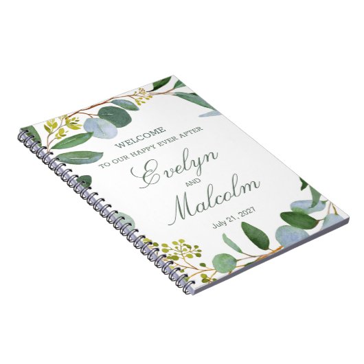 Waterverf groene baard, eucalyptus Wedding Notitieboek (Rechterzijde)