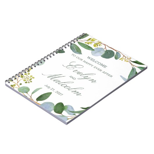 Waterverf groene baard, eucalyptus Wedding Notitieboek (Linkerzijde)