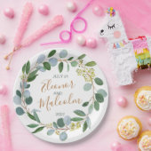 Waterverf groene baard, eucalyptus Wedding Papieren Bordje (Feest)