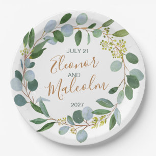 Waterverf groene baard, eucalyptus Wedding Papieren Bordje