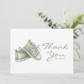 Waterverf Groene Baby Booties Baby shower Bedankkaart (Staand voorkant)