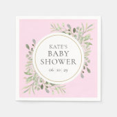 Waterverf Groene Baby Meisje Roze Shower Servet (Voorkant)