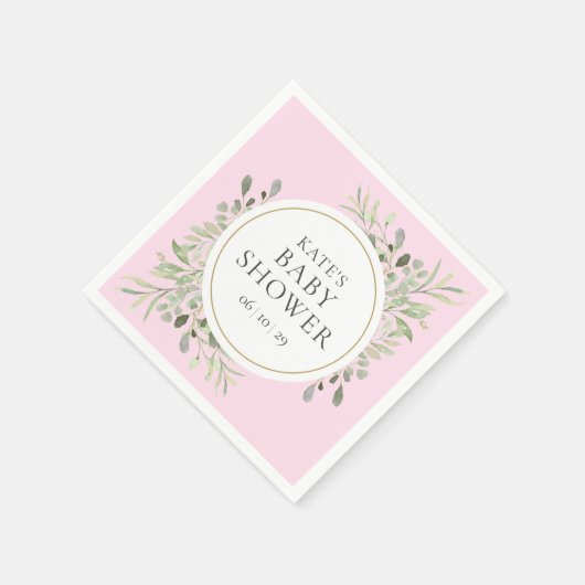 Waterverf Groene Baby Meisje Roze Shower Servet (Hoek)