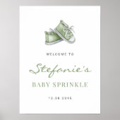 Waterverf Groene Baby Schoenen Baby Sprinkle Welko Poster (Voorkant)