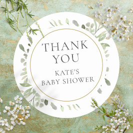 Waterverf Groene Baby Shower Dank Je Ronde Sticker