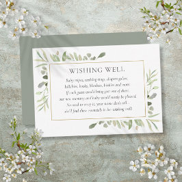 Waterverf Groene Baby Shower Wensput Informatiekaartje