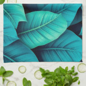 Waterverf Groene Banaan Bladpatroon Theedoek (Gevouwen)