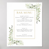 Waterverf Groene Bar Menu Bord Poster (Voorkant)