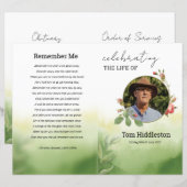 Waterverf Groene Begrafenisprogramma Sjabloon (Voorkant / Achterkant)