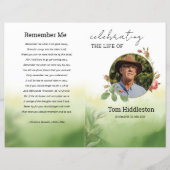 Waterverf Groene Begrafenisprogramma Sjabloon (Voorkant)