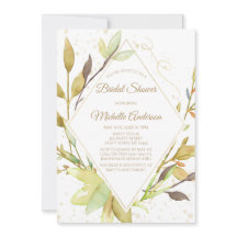 Waterverf Groene Blad Gouden Bruiloft Feest