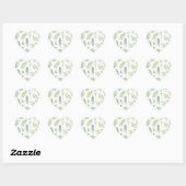 Waterverf groene blad trouw hartstempel hart sticker (Vel)