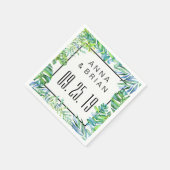 Waterverf Groene bladeren Aangepaste bruiloft of f Servet (Hoek)