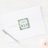 Waterverf Groene bladeren Bewaar de datumverzegeli Vierkante Sticker (Envelop)