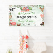 Waterverf Groene Bladeren Boerderij Dier Baby Show Spandoek (Insitu)