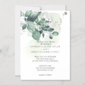 Waterverf groene bladeren botanische boeket bruilo magnetische uitnodiging (Voorkant)