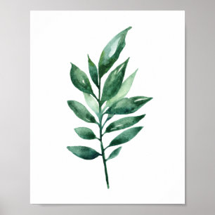 Waterverf groene bladeren. Botanische kunst. Tuin Poster