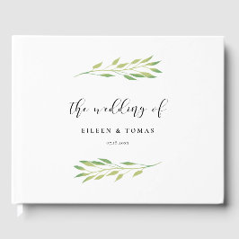 Waterverf groene bladeren bruiloft gastenboek