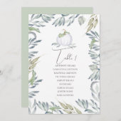 Waterverf Groene bladeren Bruiloft Zittafel Plan Kaart (Voorkant / Achterkant)