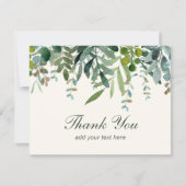Waterverf Groene Bladeren Dank Je  Bedankkaart (Voorkant)