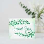 Waterverf Groene Bladeren Dank u Blad  Briefkaart (Staand voorkant)