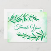 Waterverf Groene Bladeren Dank u Blad  Briefkaart (Voorkant / Achterkant)