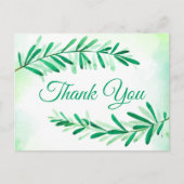 Waterverf Groene Bladeren Dank u Blad  Briefkaart (Voorkant)