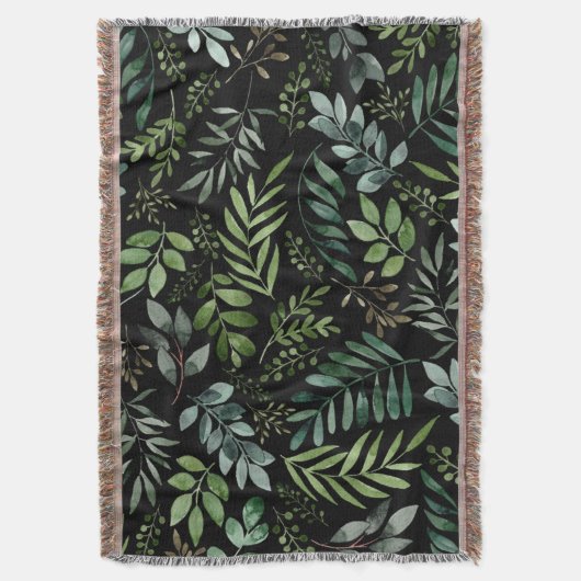 Waterverf groene bladeren   deken (Voorkant Verticaal)