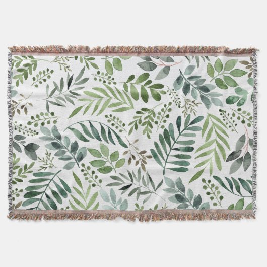Waterverf groene bladeren  deken (Voorkant)