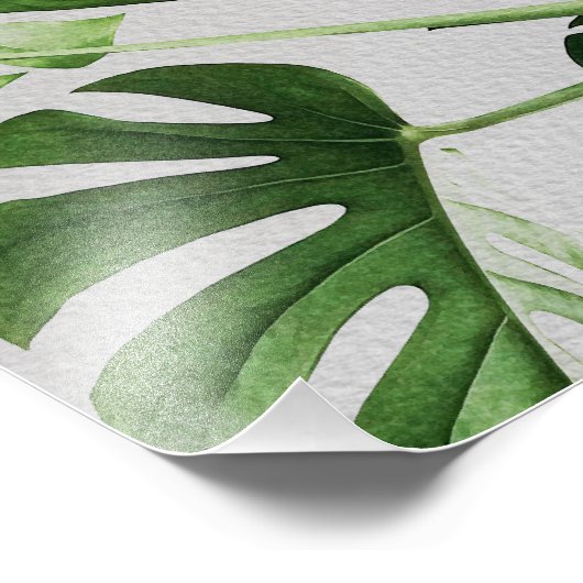 Waterverf Groene bladeren Foto Afdruk (Hoek)