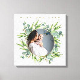 Waterverf groene bladeren foto lijst canvas afdruk