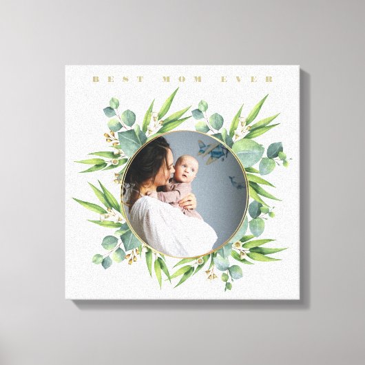 Waterverf groene bladeren foto lijst canvas afdruk (Voorkant)