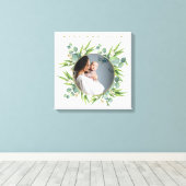 Waterverf groene bladeren foto lijst canvas afdruk (Insitu (Houten vloer))