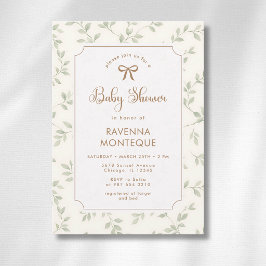 Waterverf groene bladeren frame gouden boog baby s kaart