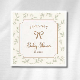 Waterverf groene bladeren frame gouden boog babyfe servet