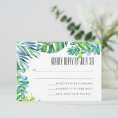 Waterverf Groene bladeren groen bruiloft RSVP (Staand voorkant)